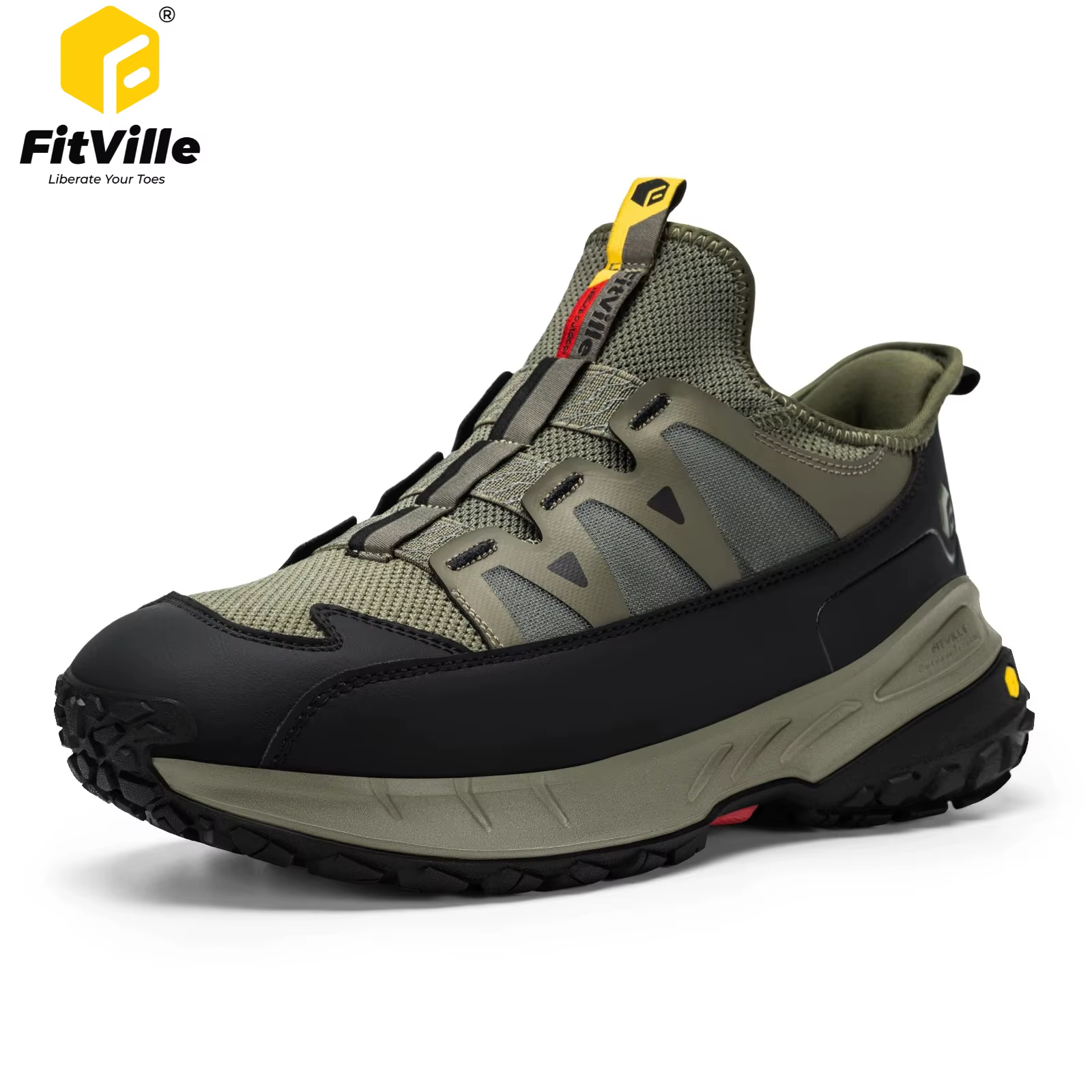Chaussures de randonnée Fitville Outdoors extra larges, baskets de sport décontractées à enfiler pour hommes, antidérapantes et confortables