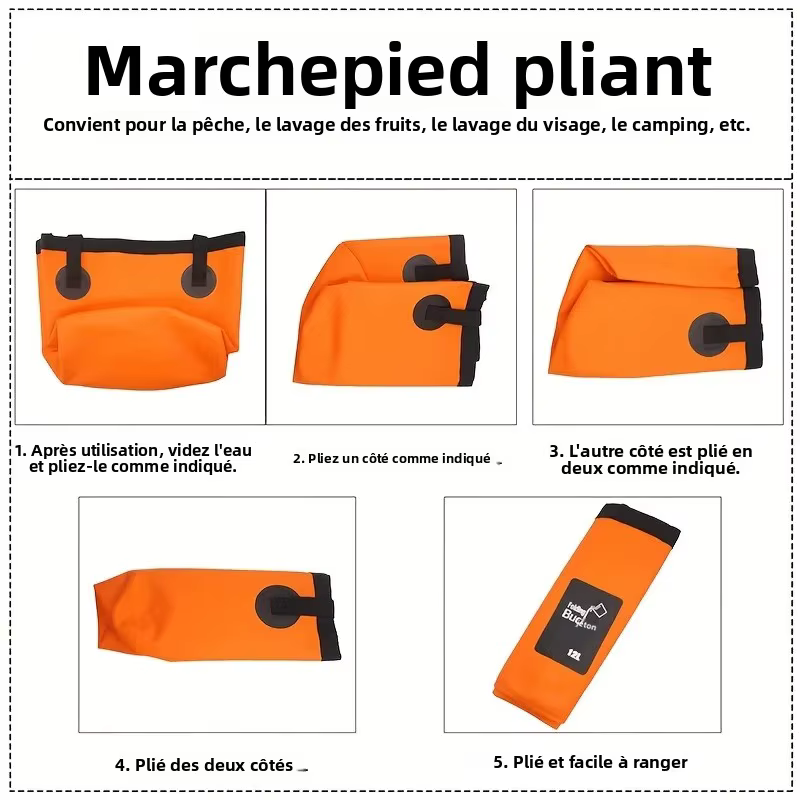 Seau pliable portable, sac de stockage d'eau avec sangles