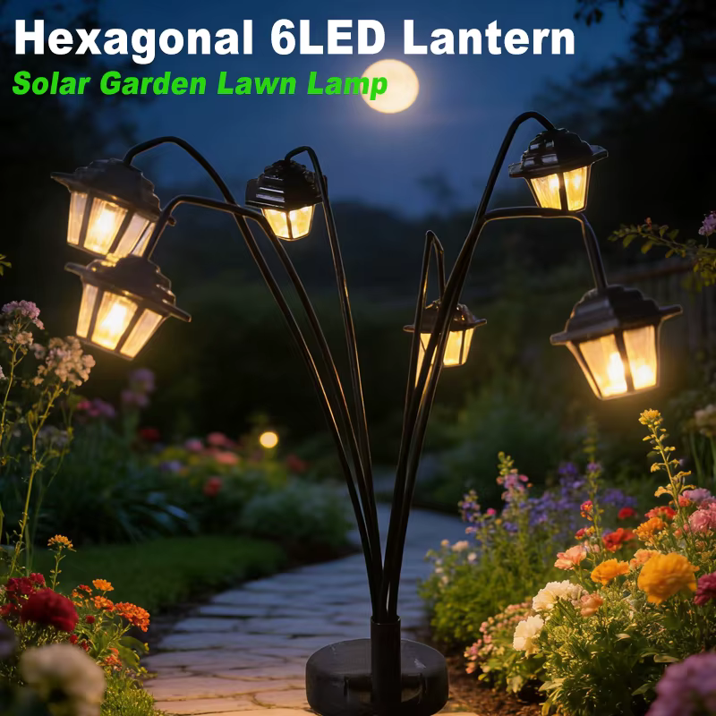 Lanterne solaire de style rétro vintage, lampadaire décoratif à 3/6 LED, étanche IP65, du crépuscule à l'aube, pour jardin, cour