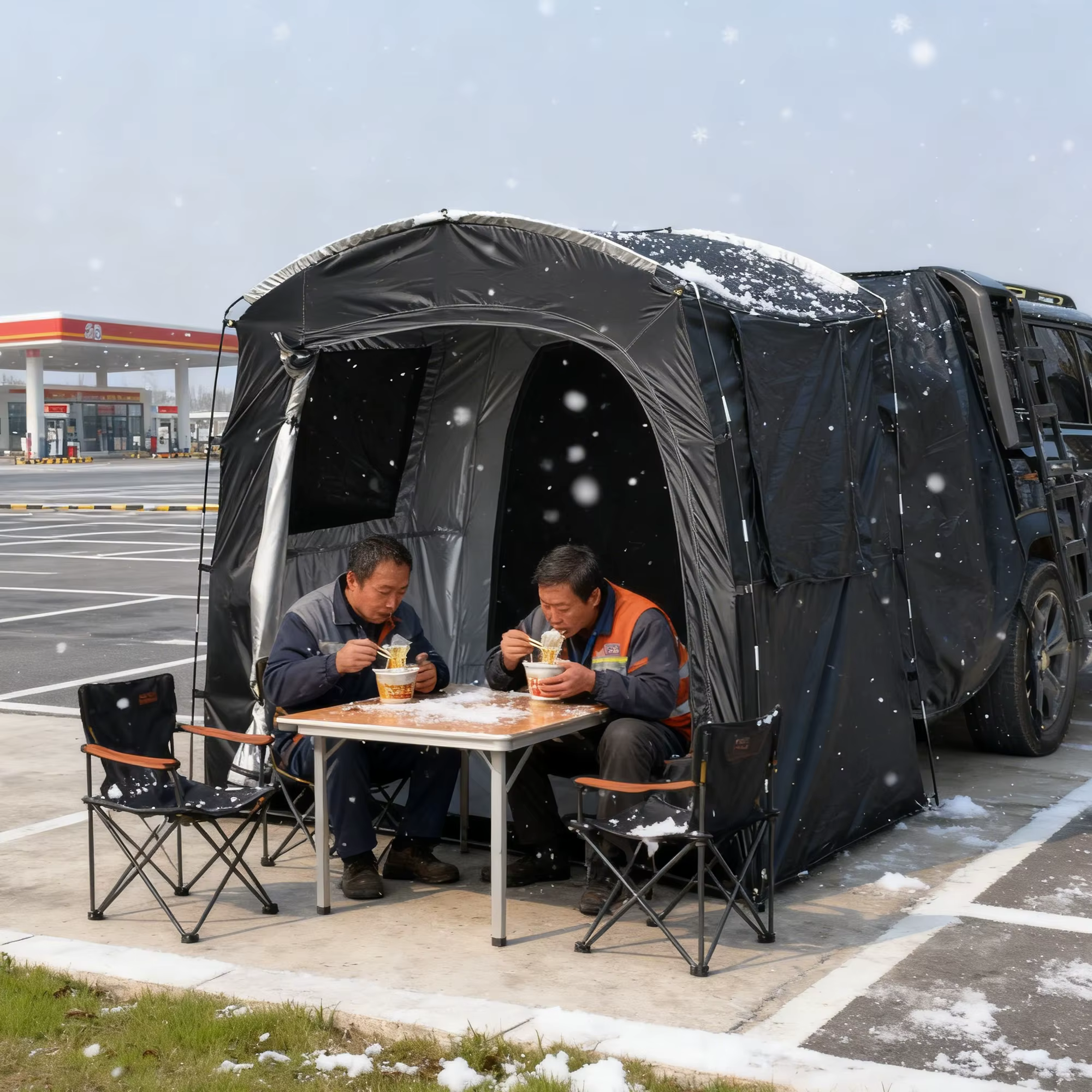 Tente de hayon SUV pour 2 à 3 personnes avec fenêtres pour un repos rapide dans les zones de service