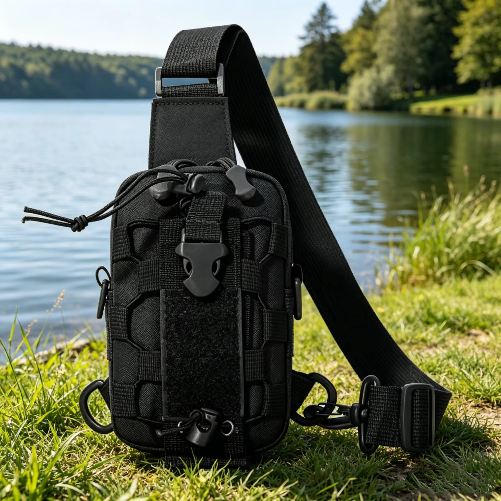 Sac de poitrine multifonctionnel, sac porte-bouteille, sac à eau à dos incliné, sac de cyclisme, sac de poitrine professionnel pour le camping et les activités de plein air