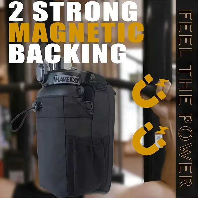 Sac de sport magnétique grande capacité avec poche pour téléphone, pochette portable pour bouteille d'eau, organisateur d'accessoires de gym