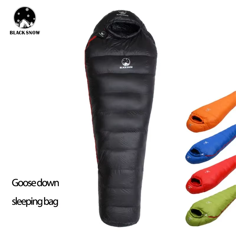 Sac de couchage de Camping en duvet d'oie blanc, garde au chaud, Style momie, épais, adapté pour l'hiver, stockage thermique Portable, Compression