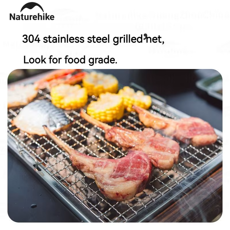 Natureifa-Grill à charbon de bois portable en acier inoxydable