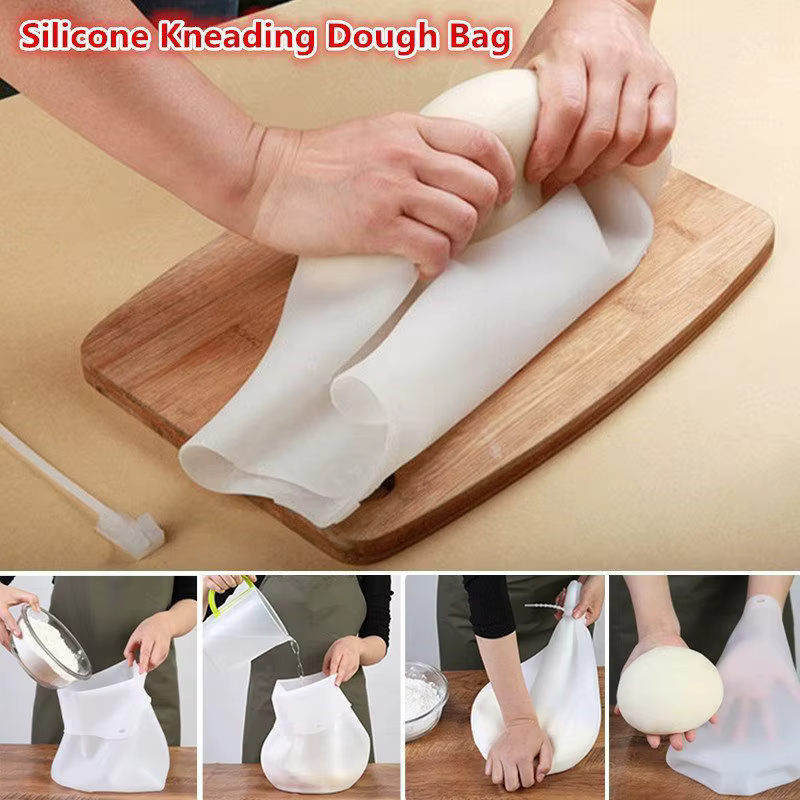 Sac de pétrissage de pâte en Silicone de qualité alimentaire, sac de pâte à pétrir en Silicone, sac de mélangeur de farine, mélangeur de pâte polyvalent pour pain, pâtisserie, Pizza