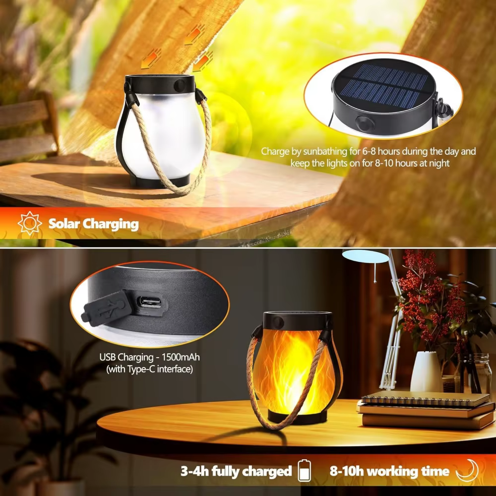 Lampe solaire à flamme vacillante