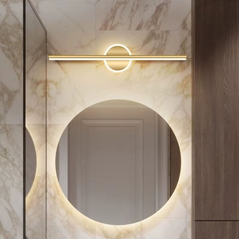 Salle de bain mur LED lampe miroir phare 40/60 cm moderne minimaliste chambre décoration or noir intérieur luminaires chambre