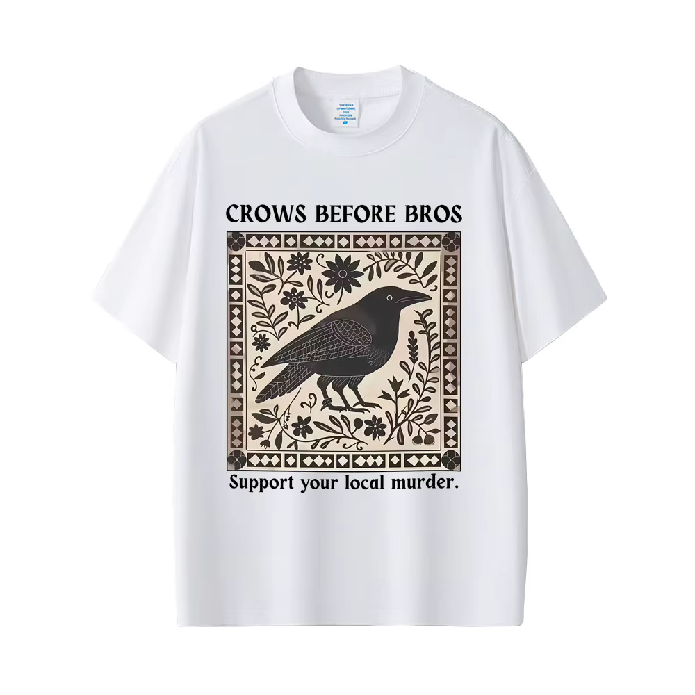 Crows Before Bros T-shirt drôle Meme Unique oiseau Nature T-shirt décontracté Vintage T-shirts surdimensionnés