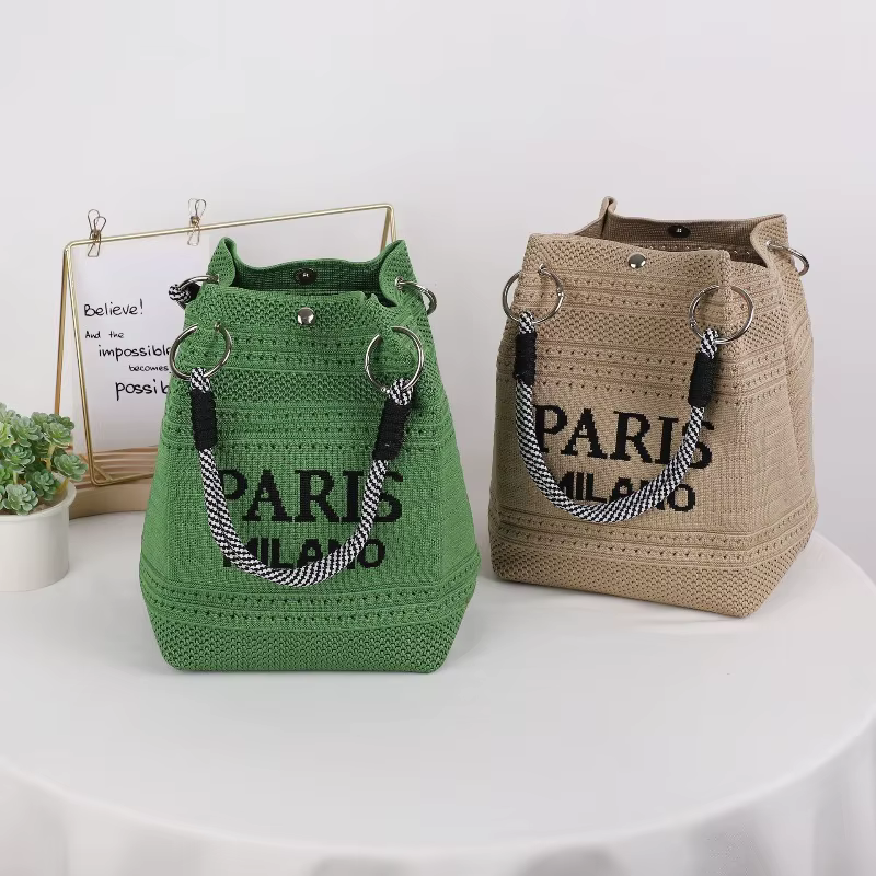 Sac seau tricoté pour femme, sac à main et sac à bandoulière tendance, idéal pour les vacances et les loisirs, sac de luxe
