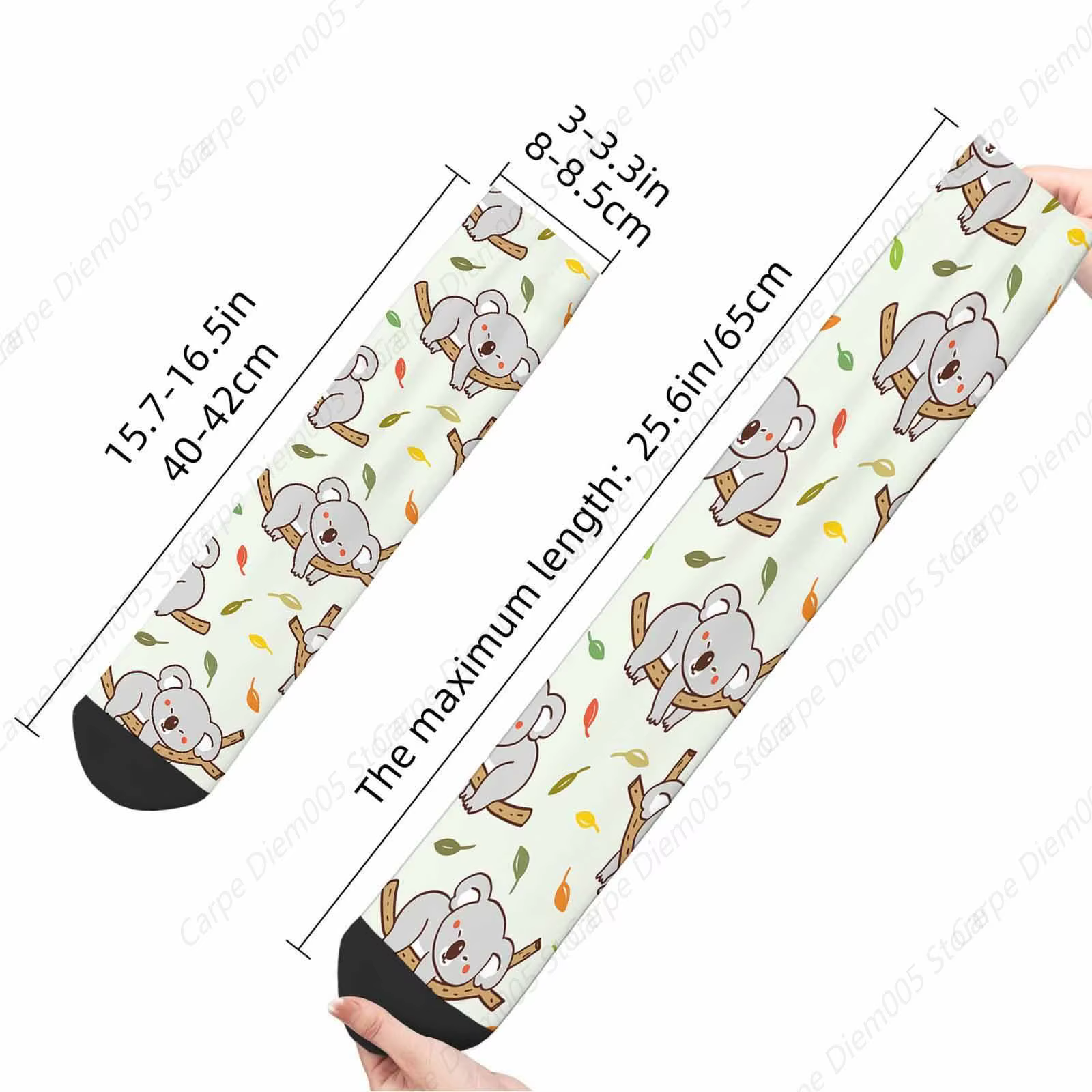 Animal Koala drôle nouveauté fou équipage chaussettes branche feuille faune mignon Nature hommes