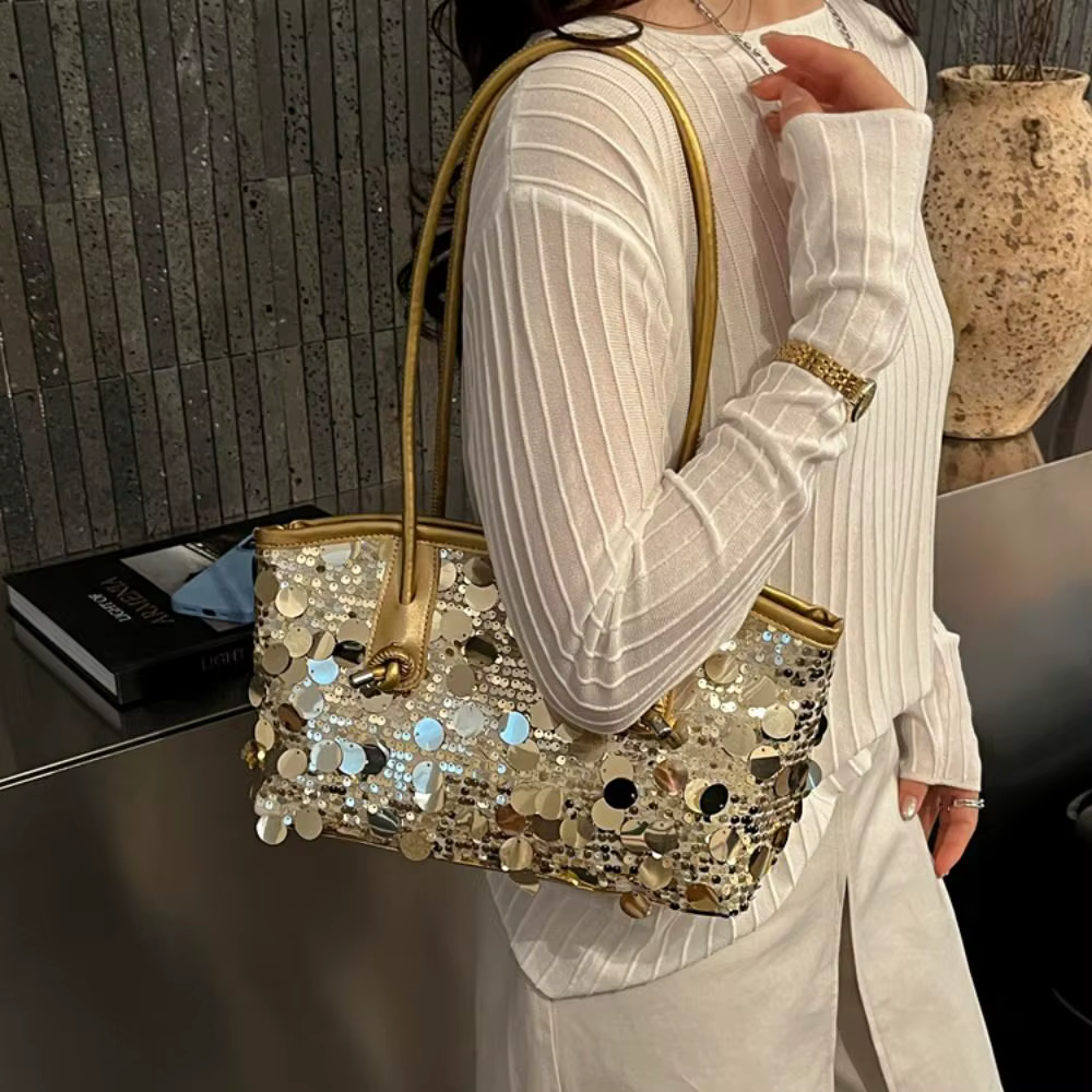 Sac fourre-tout portable à paillettes brillantes
