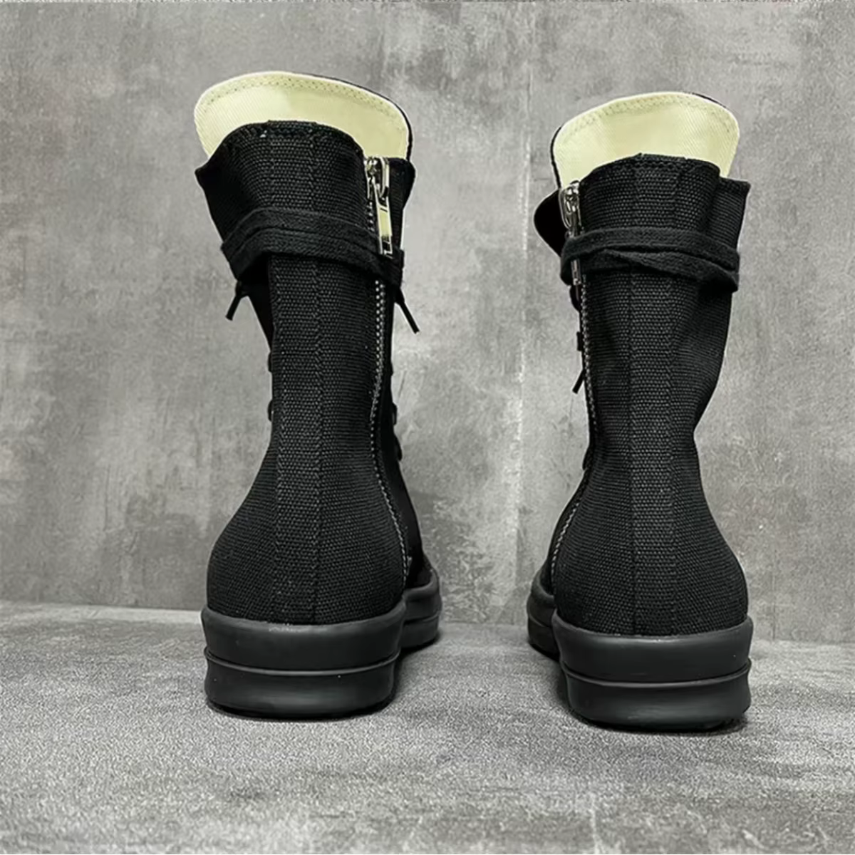 Ro bottes classiques hommes chaussure femmes Sneaker pleine toile noire chaussures hautes espadrilles décontractées fermeture éclair à lacets bottine de luxe