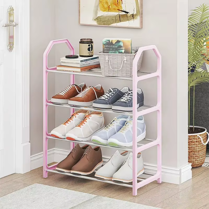 Étagère à chaussures créative simple à 4 niveaux - Armoire de rangement multifonctionnelle pour la maison/le dortoir