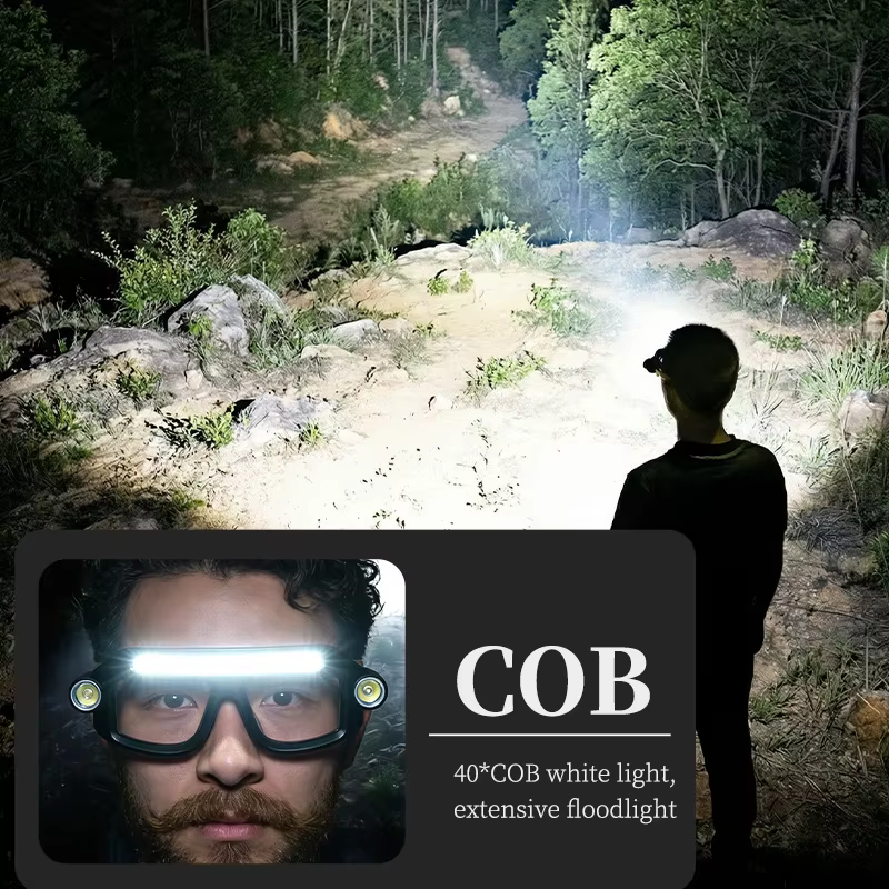 Lampe frontale LED COB rechargeable TYPE C, étanche, légère, à angle réglable, pour l'entretien et la réparation automobile