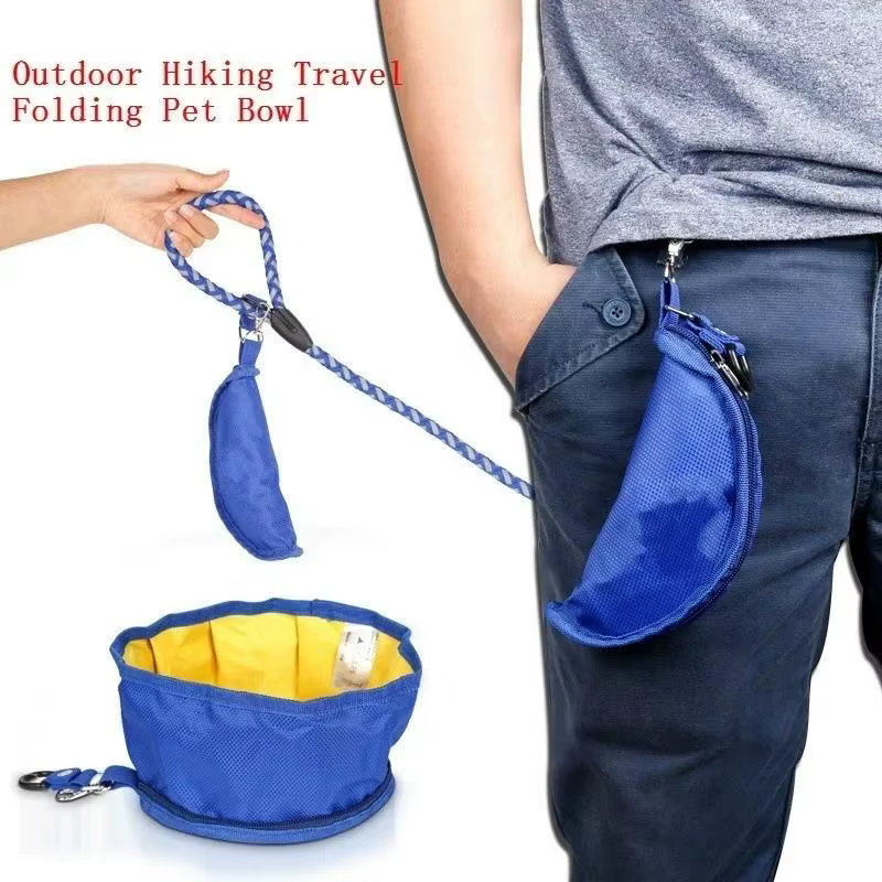 Conteneur à eau pour chien de grande capacité, bol à eau pliable pour chien, sac de rangement pour nourriture, bol pliable pour animaux de compagnie pour la randonnée en plein air, les voyages, 1100 m