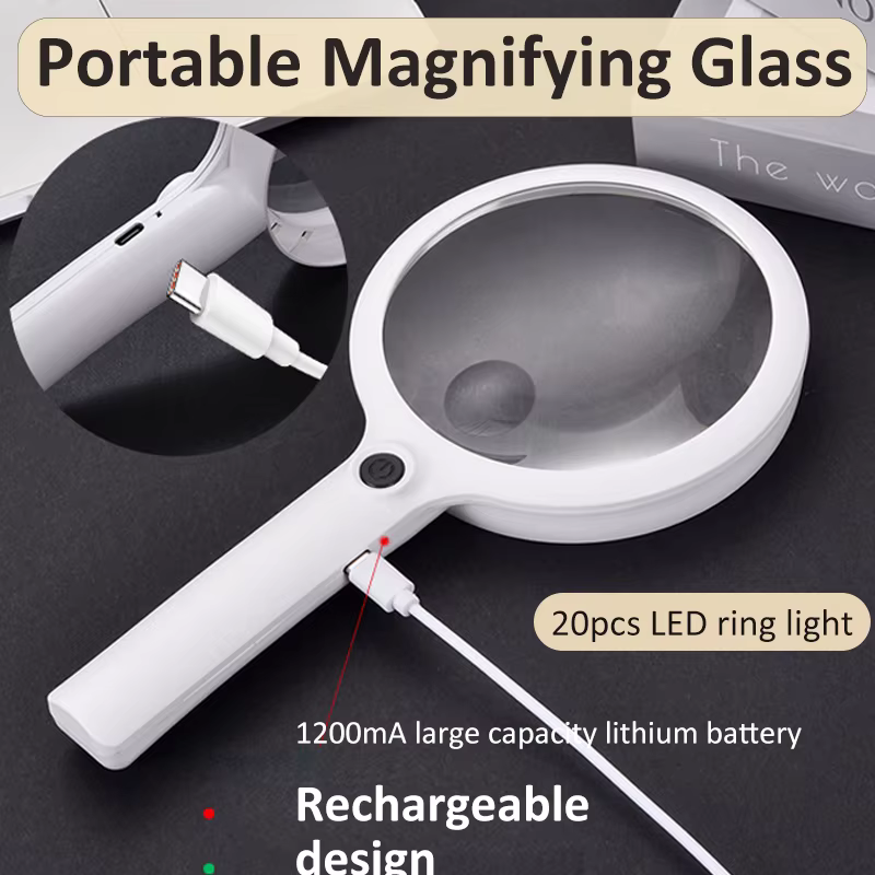 Loupe portative 10/15/30X, loupe éclairée Rechargeable avec 3 Modes d'éclairage, loupe Portable pour la lecture et la réparation