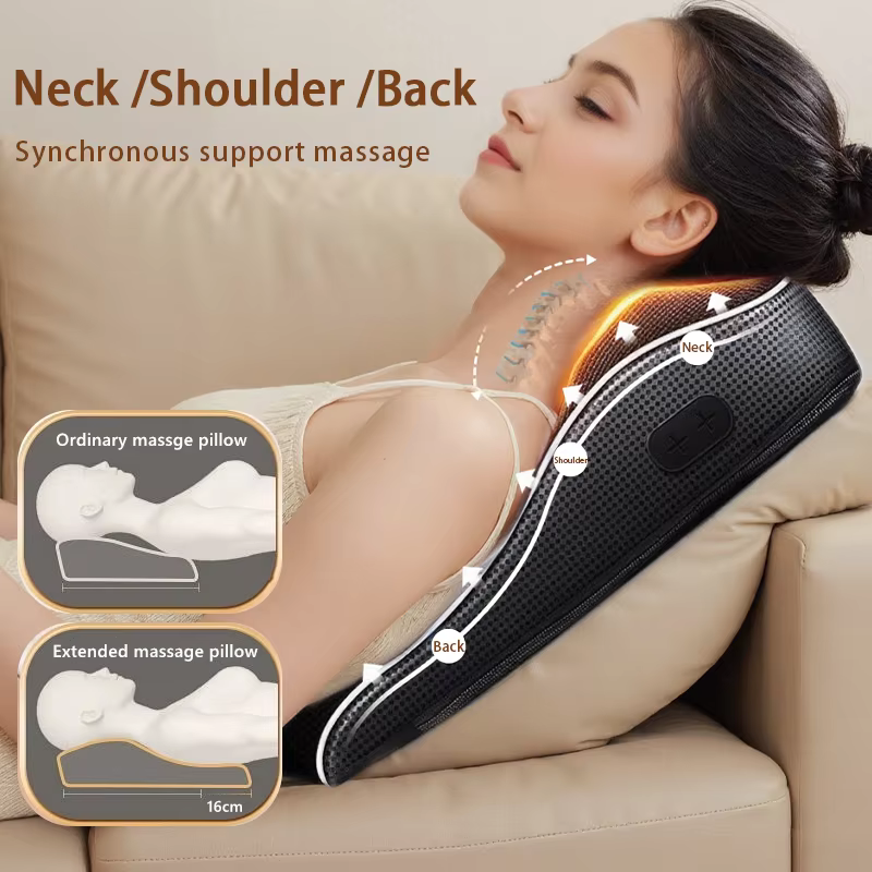 Oreiller Cervical électrique pour le cou, Airbag, Ttraction Shiatsu, masseur de tête, corps, dos, taille, voiture avec chauffage, Massage vibrant