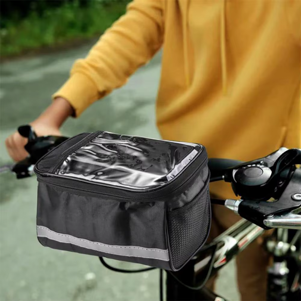 Sac de guidon avant de vélo, sangle réfléchissante d'extérieur, pochette de téléphone tactile, panier de Tube avant de vélo, accessoires de vélo