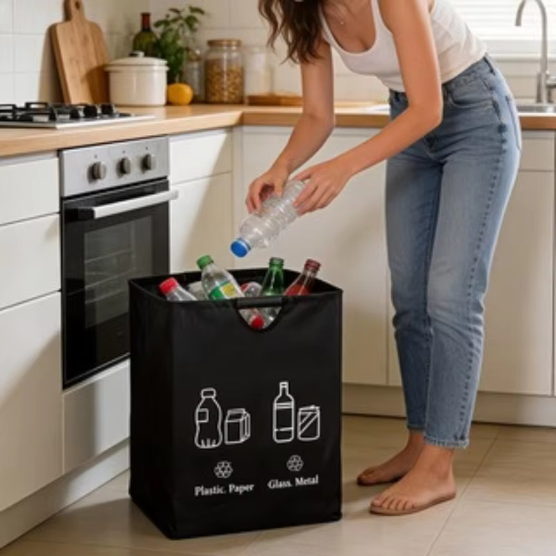 Poubelle pliable de 82 L, sac de rangement, panier de rangement pour bouteilles, capacité de 65 bouteilles, pour la cuisine, la maison et le bureau, organisateurs de déchets ménagers