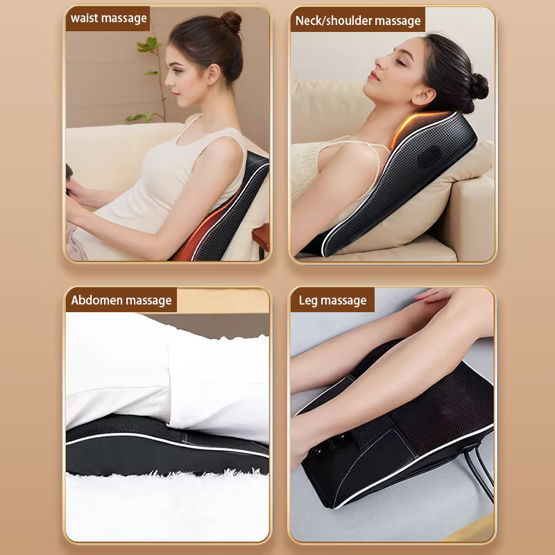 Oreiller Cervical électrique pour le cou, Airbag, Ttraction Shiatsu, masseur de tête, corps, dos, taille, voiture avec chauffage, Massage vibrant