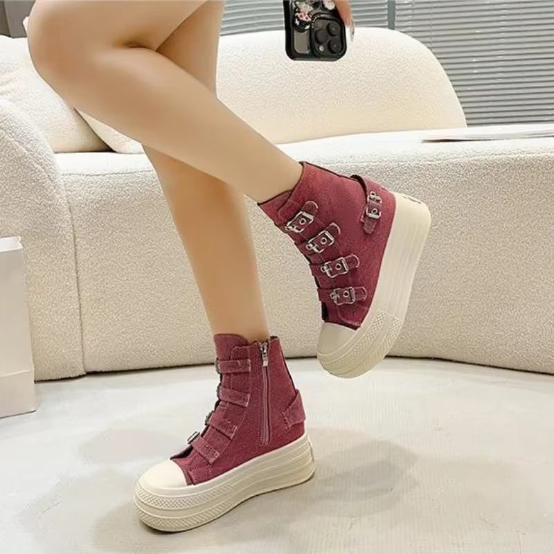 Baskets en toile à talons compensés pour femmes