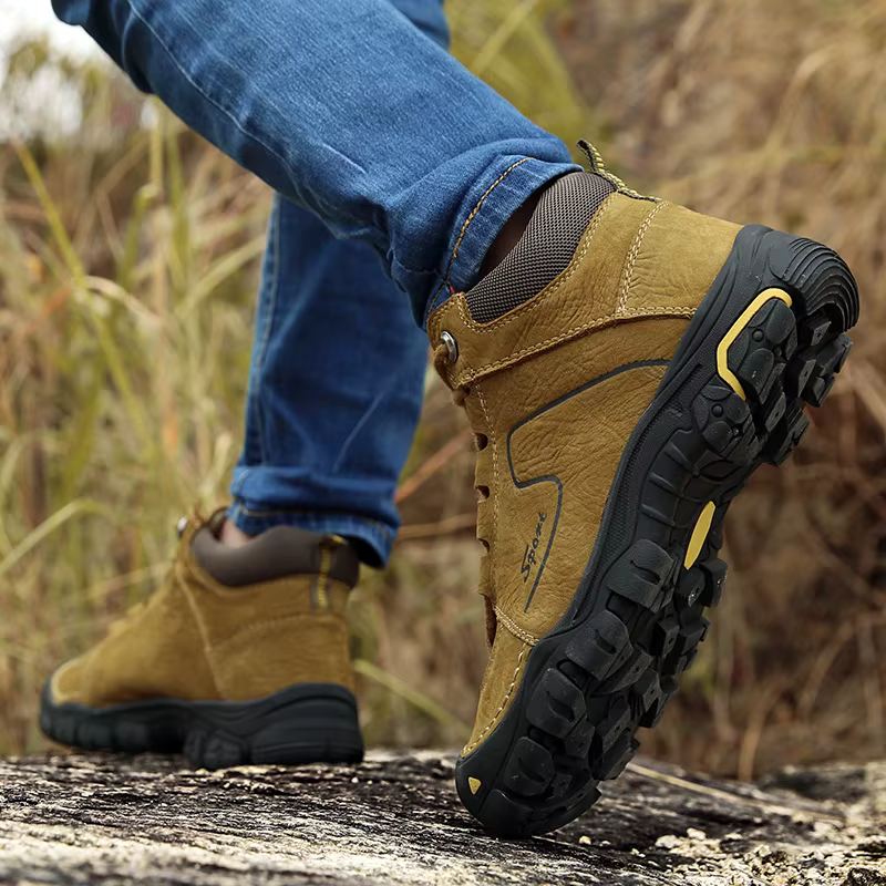 Chaussures de randonnée imperméables en cuir véritable pour hommes