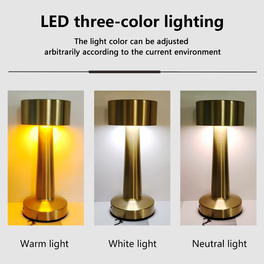 Lampe de Table Led Rechargeable rétro veilleuse bureau Bar café salle à manger décor à la maison sans fil 3 couleurs interrupteur tactile à intensité variable