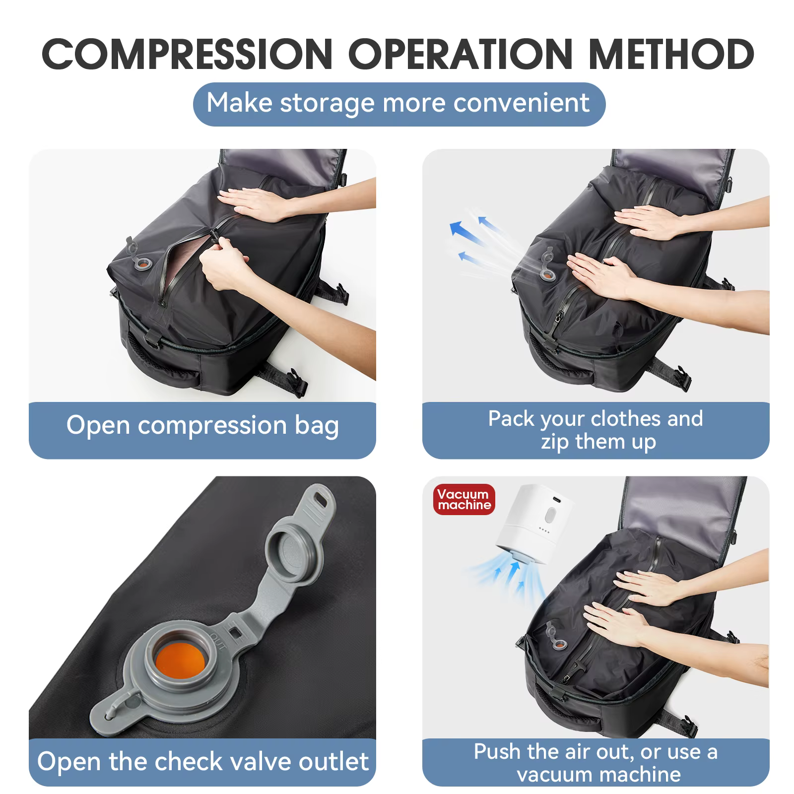 Sac à dos sous vide sac de voyage pour hommes sac à dos de grande capacité sac à dos pour ordinateur portable