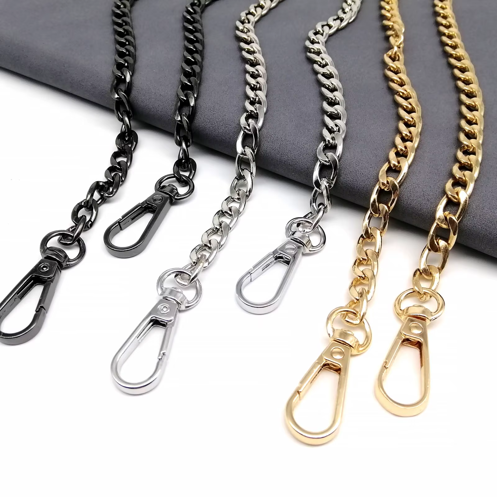 Métal 40 60 80 100 120cm sac à main sac à main chaîne en cuir sac à bandoulière bandoulière sangle remplacement réparation 2 fermoir Snap Clip 3 couleurs