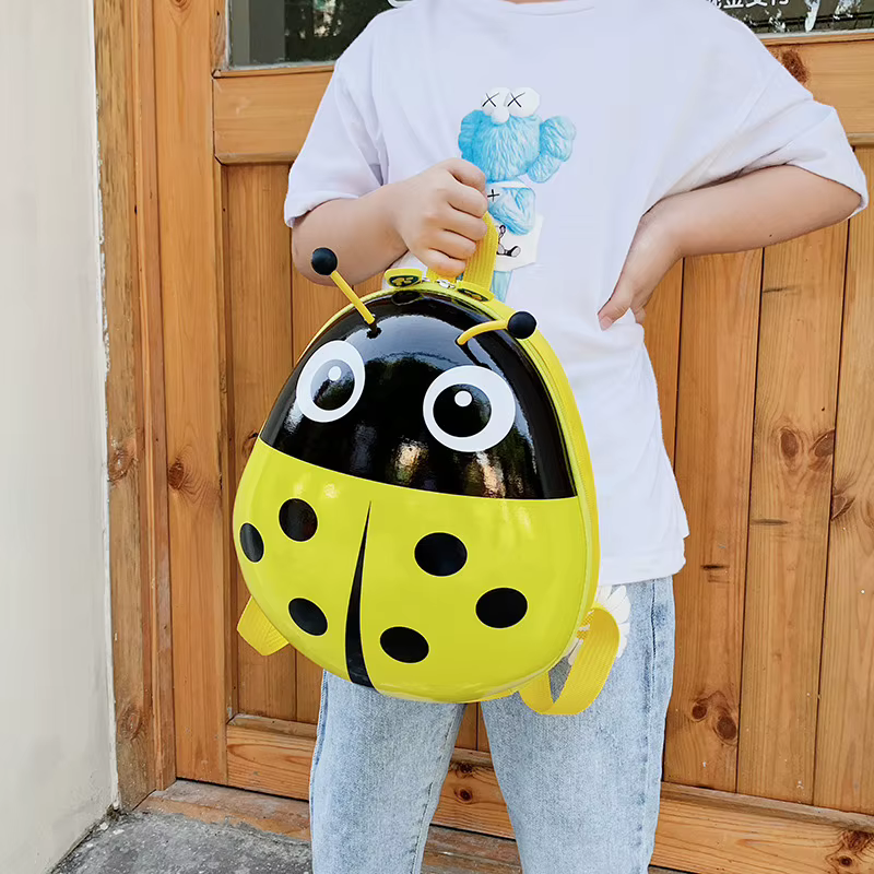 Cartables pour enfants à coque rigide avec motifs de coccinelle de dessin animé, sacs à dos pour garçons et filles dans les jardins d'enfants pour la classe