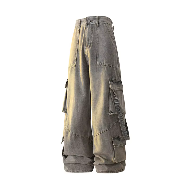 Guitar ANS-Pantalon cargo taille haute pour femme, jean taille haute, jean baggy, jambe large, design multi-poches, haute qualité, nouveau, 2022