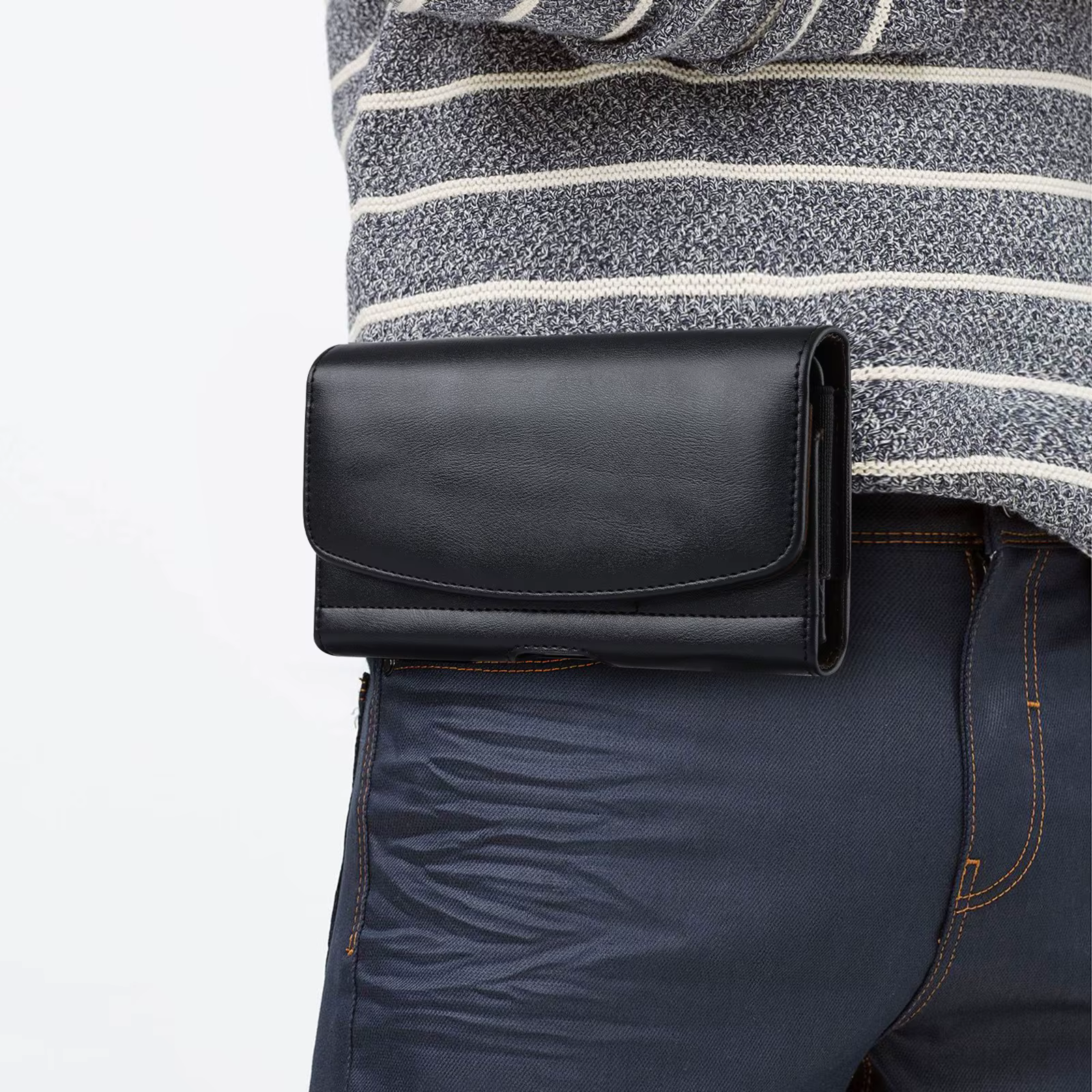 Étui de téléphone universel en cuir, étui de ceinture, sac de téléphone portable pour iPhone 14 13 Samsung Huawei Xiaomi hommes, sac de taille, pochette