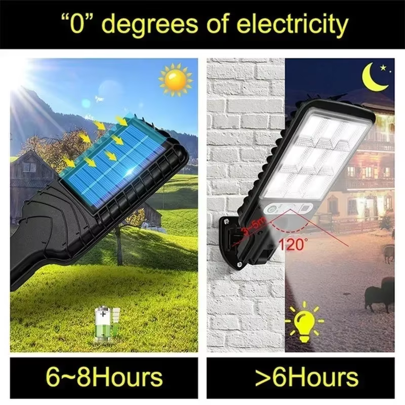 Réverbères solaires d'extérieur, lampe solaire avec 3 Modes d'éclairage, capteur de mouvement étanche, éclairage de sécurité pour jardin, Patio, chemin, cour