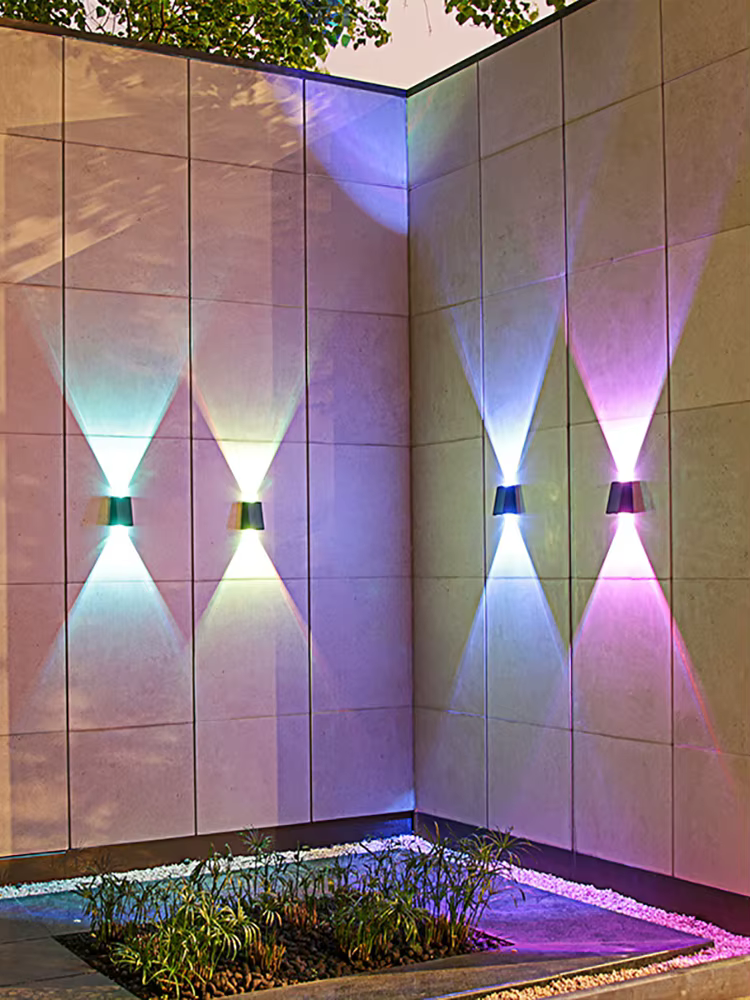2LED s lampe murale extérieure solaire, éclairage d'ambiance étanche, lumière décorative pour jardin cour porche balcon passerelle Camping déco
