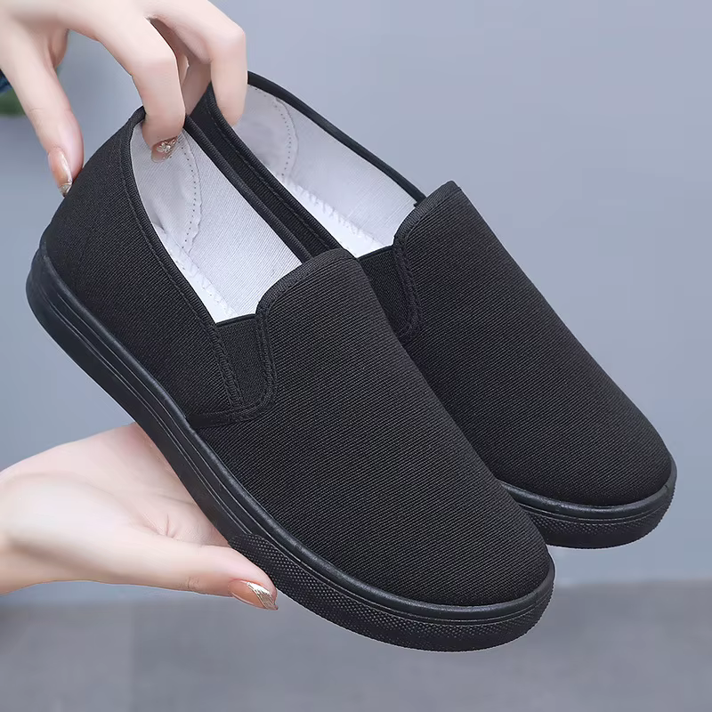 Chaussures de travail confortables pour femmes, chaussures de gril décontractées, chaussures de plein air noires, chaussures plates confortables pour dames, mode printemps et automne, nouveau