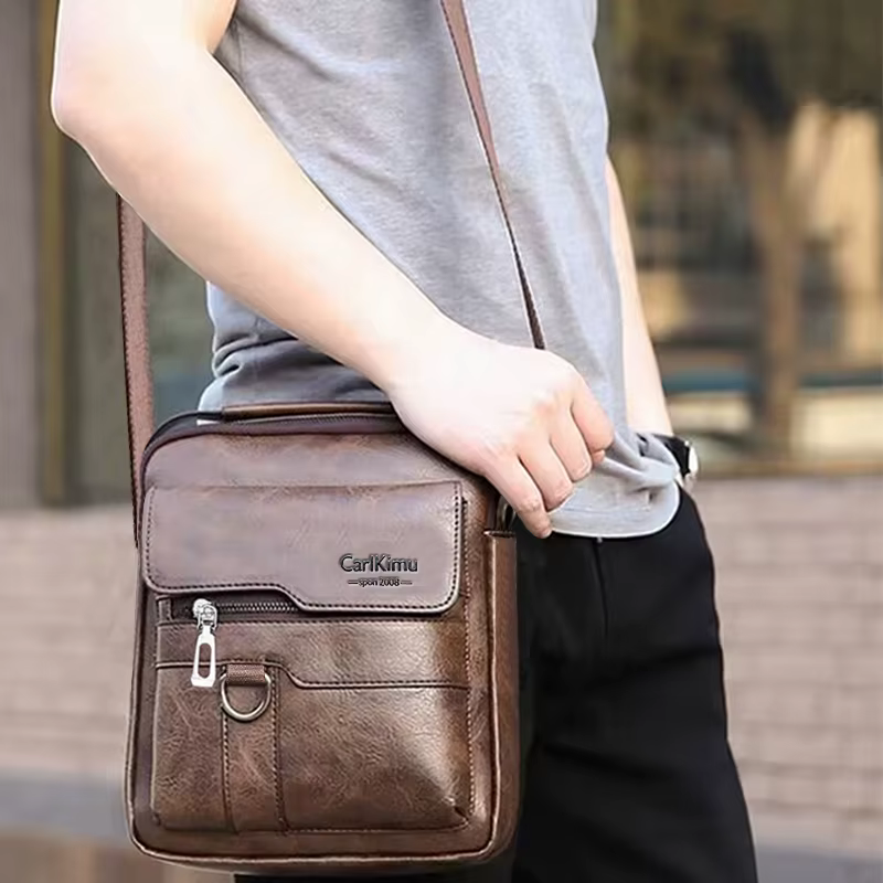 Sac à bandoulière élégant en similicuir multicolore, léger, avec sangle réglable, pour les déplacements quotidiens, décontracté, élégant, fonctionnel, sac pour homme