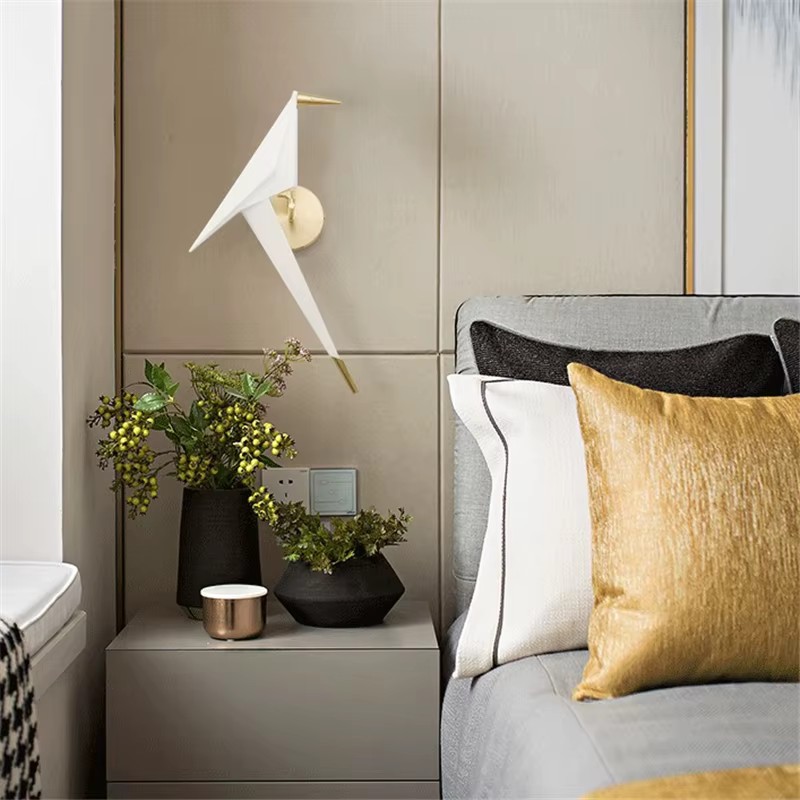 Nordique allée oiseau lampe à côté de la applique Led maison déco mur + lampes papier grue