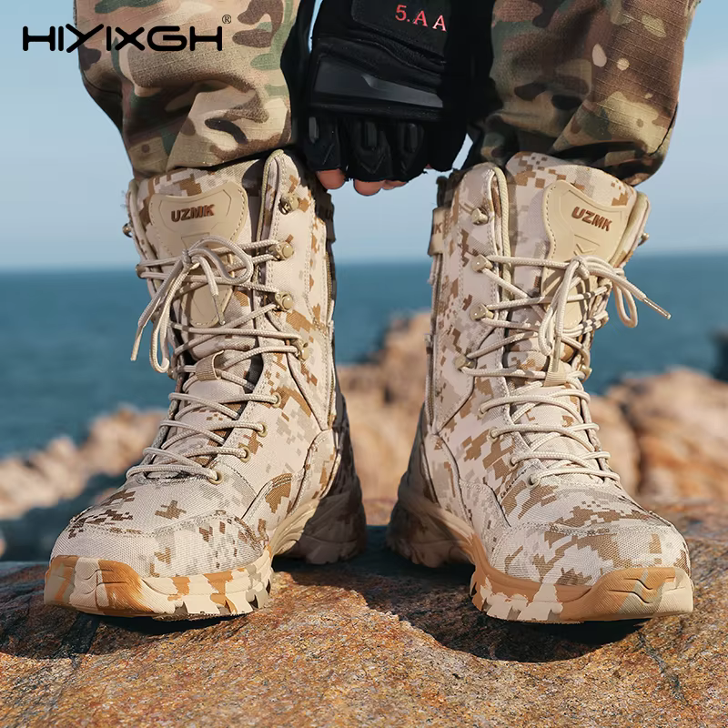 Bottes de randonnée camouflage vert pour hommes