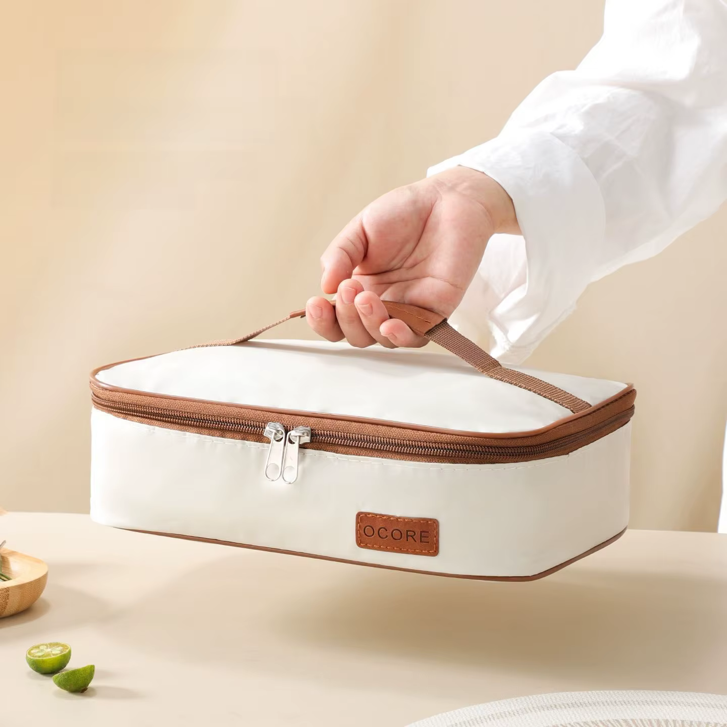 Sac isotherme portable avec poignée, mini pochette de rangement pour le camping, le pique-nique, l'extérieur, style moderne et simple, durable, antibactérien