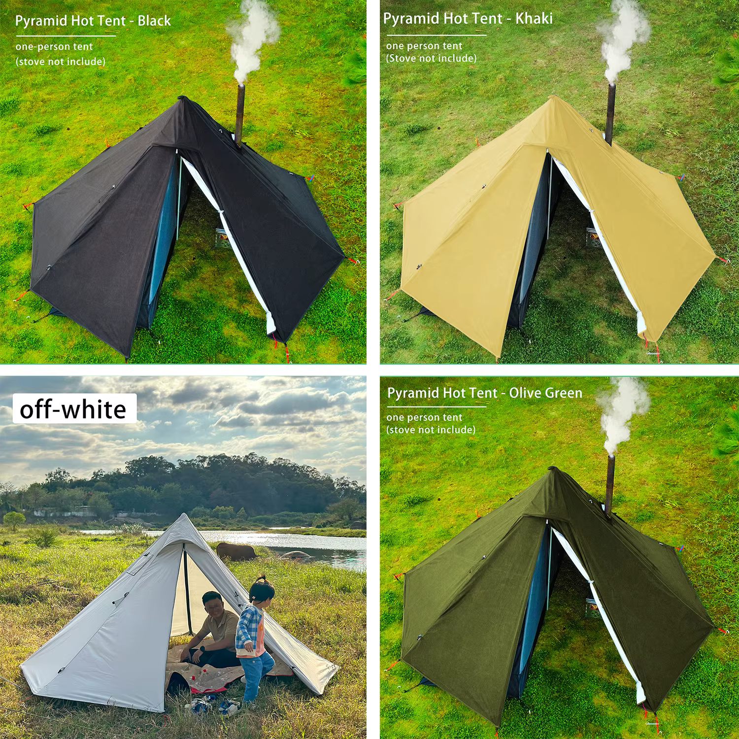 Tente pyramide légère avec trou de cheminée