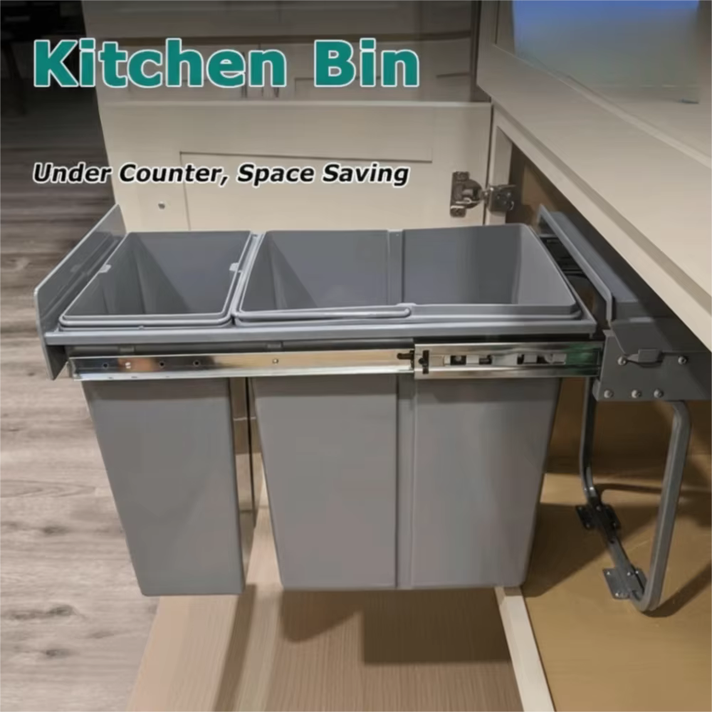 Poubelle de cuisine encastrable 30/40L grande capacité avec couvercle