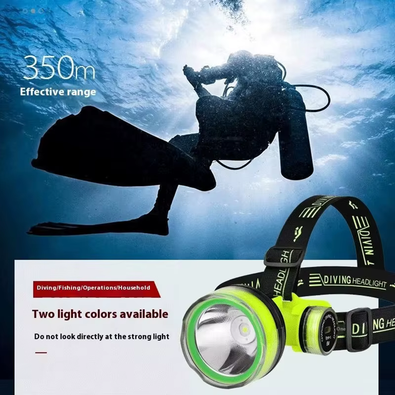 Phare de plongée Portable Rechargeable 350m sous-marin Submersible étanche Super lumineux LED plongeur lampe frontale de pêche sous-marine nouveau