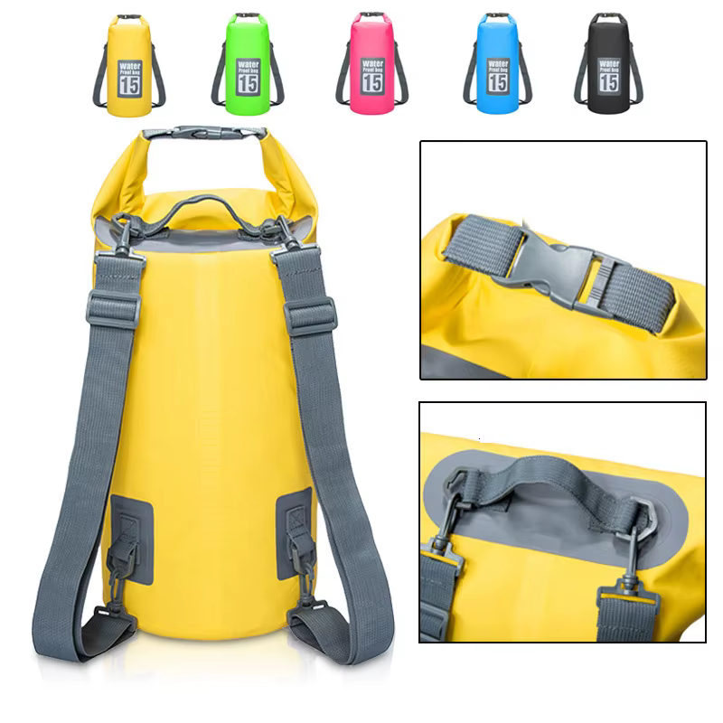 5L/10L/15L/20L/30L Sport de plein air PVC stockage étanche sac sec pour canoë Kayak Rafting natation voyage Kit sac à dos