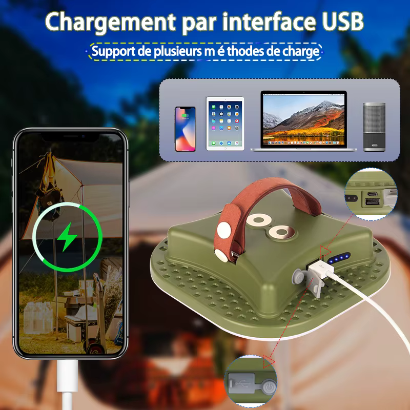 MOSLIGHTING Charge solair camping super lumière avec aimant ajuster la luminosité