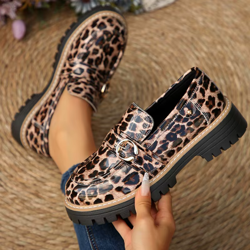 Mocassins léopard en cuir PU pour femmes