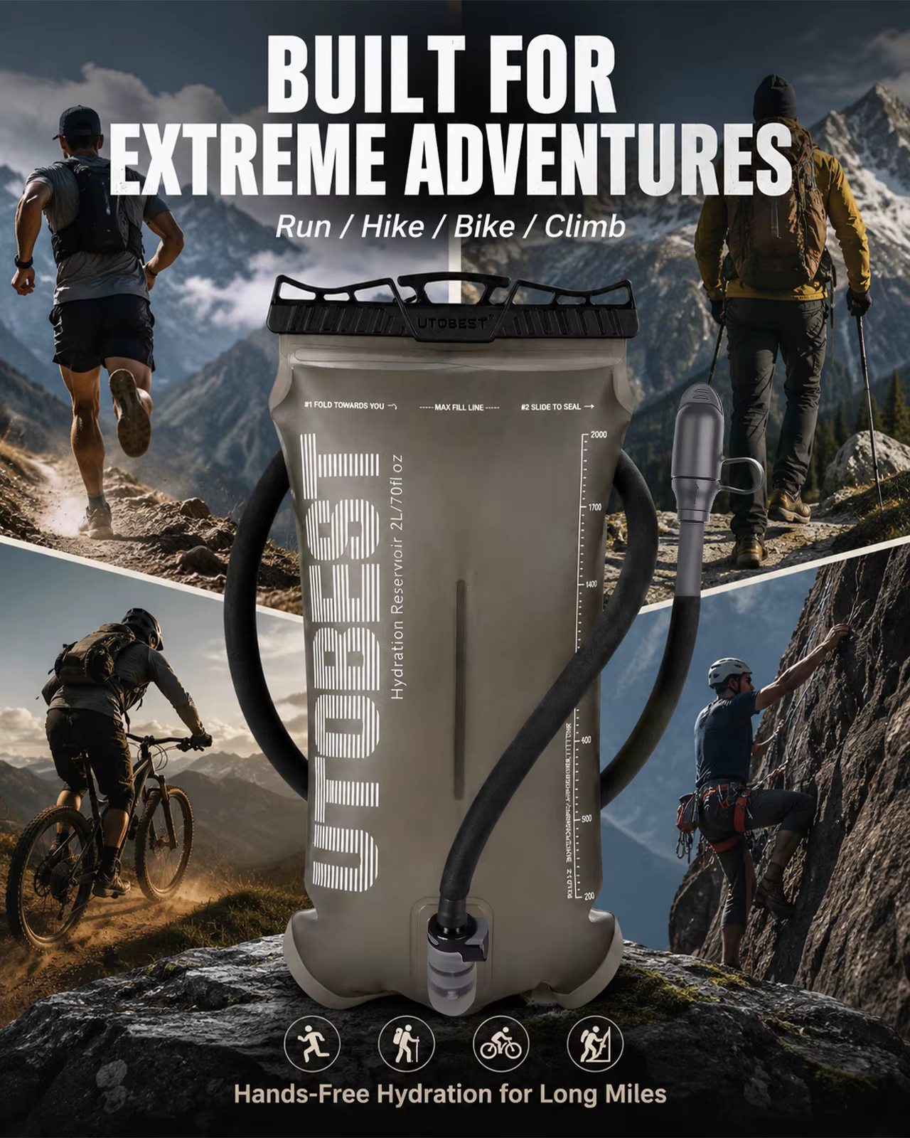 UTOBEST 1.5L/2L/3L sac d'hydratation de vessie d'eau réservoir sac de stockage