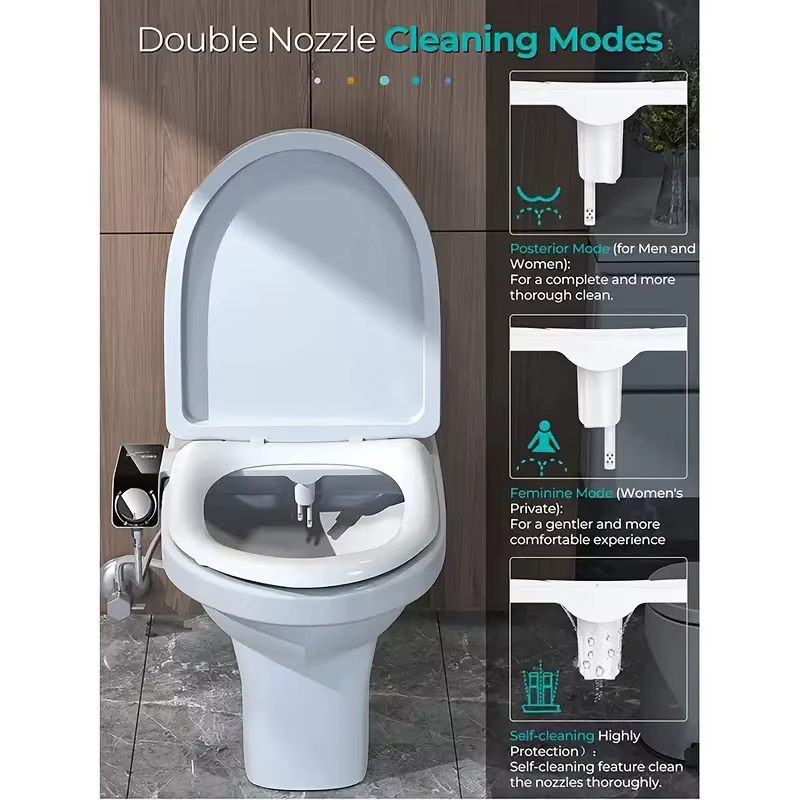 1 ensemble de Bidet Portable pour femmes, fixation de toilette autonettoyante avec pulvérisateur Non électrique, accessoires hygiéniques de salle de bains
