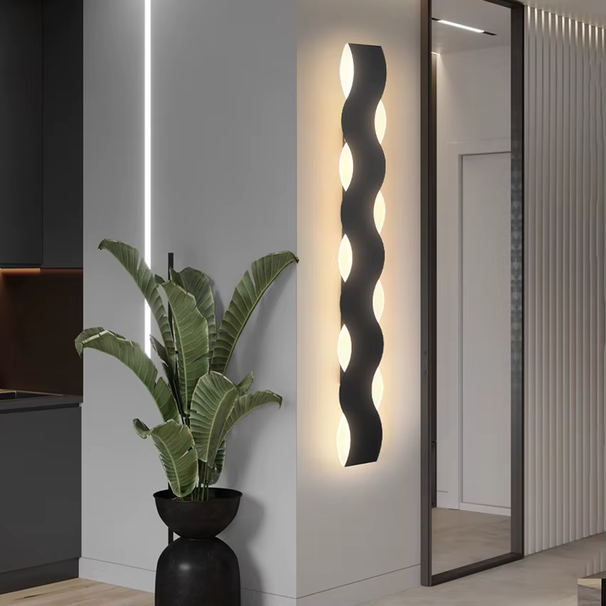 Applique Murale Imperméable en Forme de Vague, Éclairage d'Extérieur, Idéal pour une Entrée, une Véranda ou une Cour