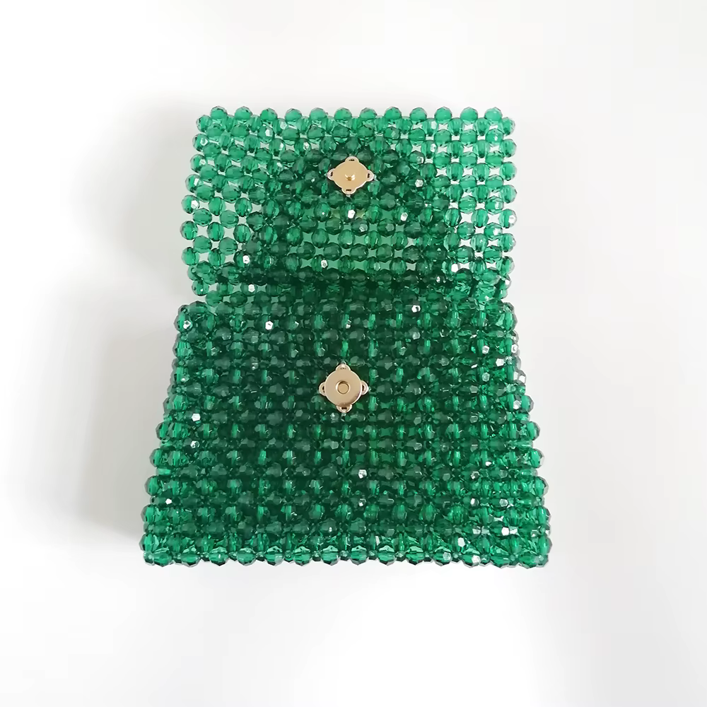 Sac à main perlé en cristal transparent pour femme