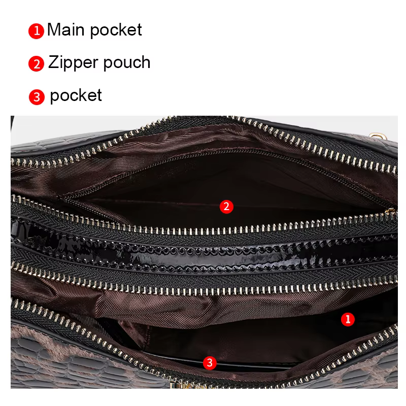 Sac Hobo en cuir verni motif léopard vintage pour femme